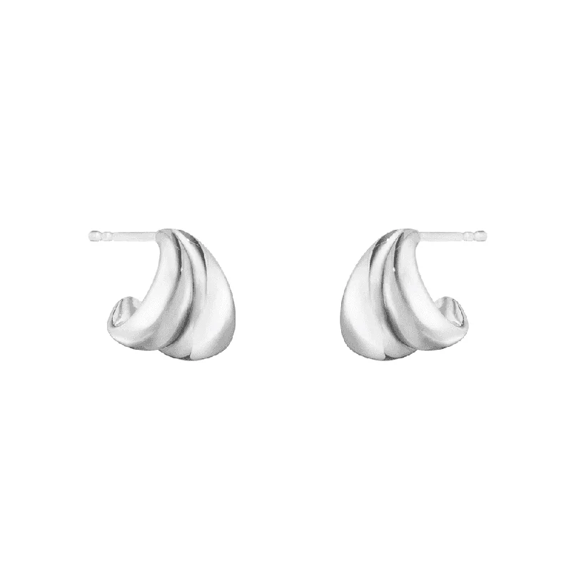 Wedding Earrings For Elegant Look-Curve Sterling Silver Small Hoop Stud Earrings