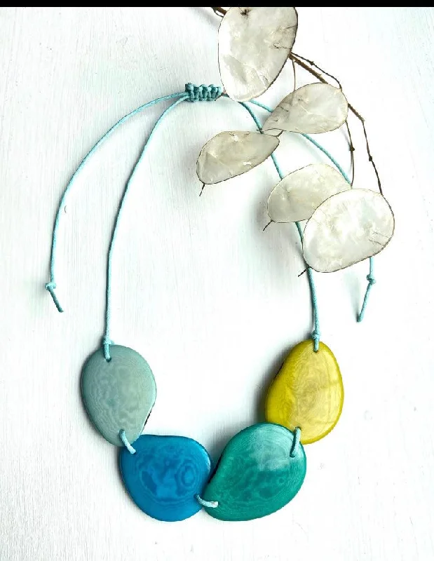 Custom Silver Necklace For Wedding Gifts-Tagua Zesty Four Bead Necklace