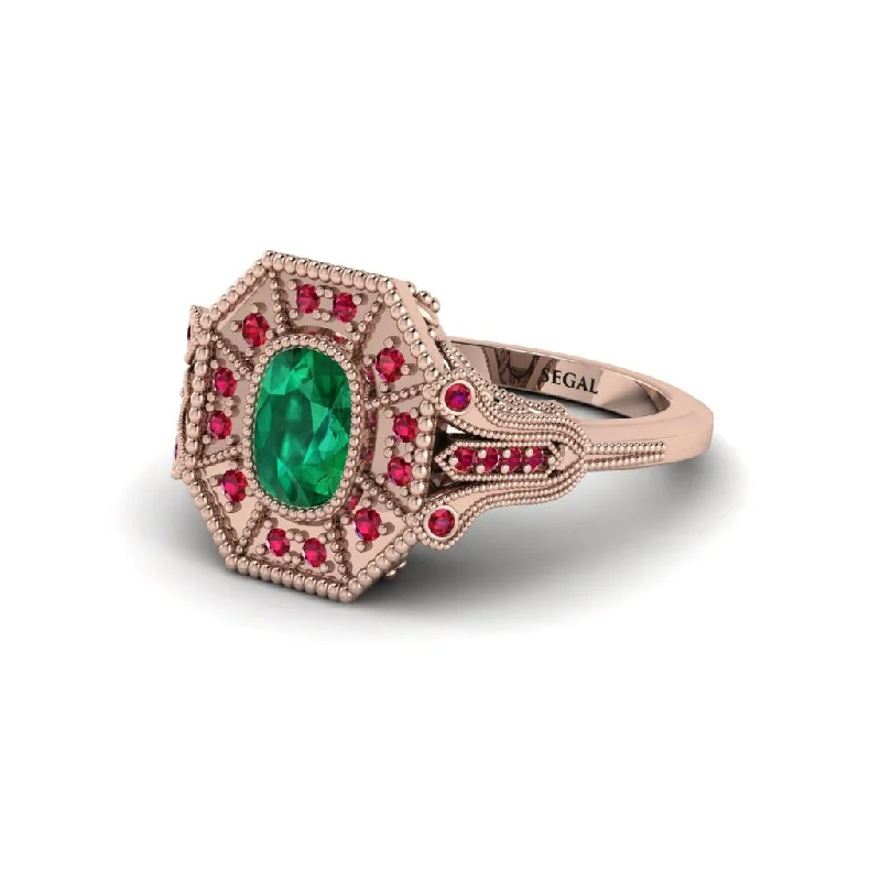 Unique Men’s Rings For Fashion Forward Style-Emerald Cushion Cut Art Deco Engagement Ring - Alicia No. 50