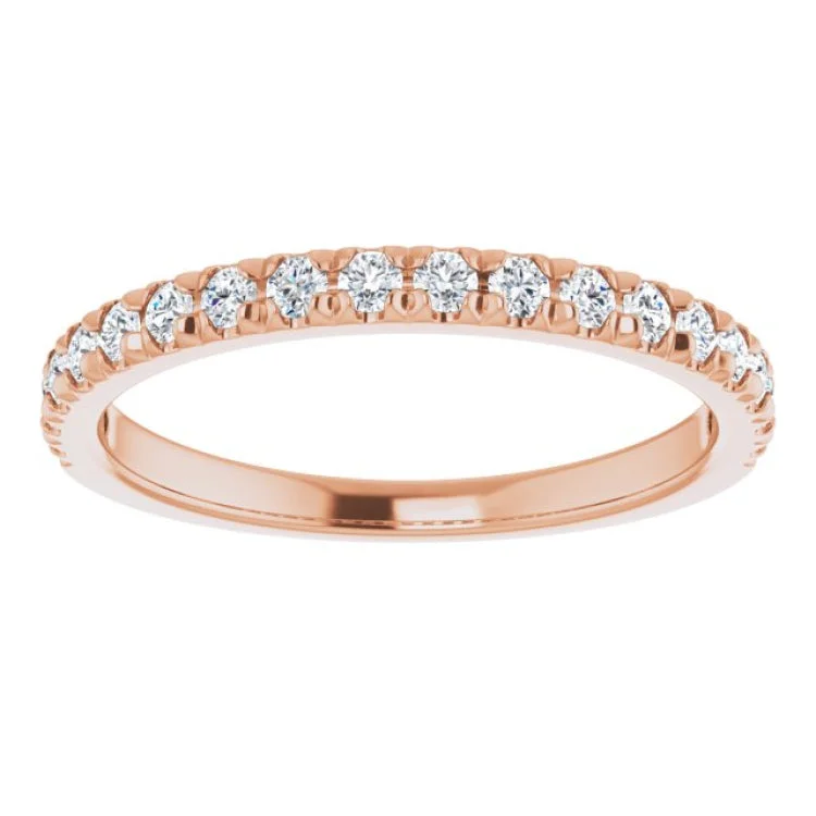 Simple Stackable Rings For Fashion-14K Rose 1/3 CTW Natural Diamond French-Set Anniversary Band