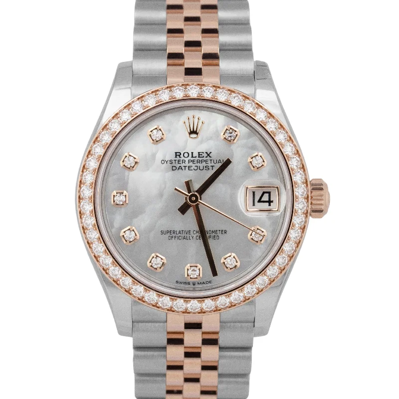 Waterproof Watches With Sports Features-NEW JUNE 2024 PAPERS Rolex DateJust 31mm DIAMOND MOP Gold JUBILEE 278381 RBR BOX