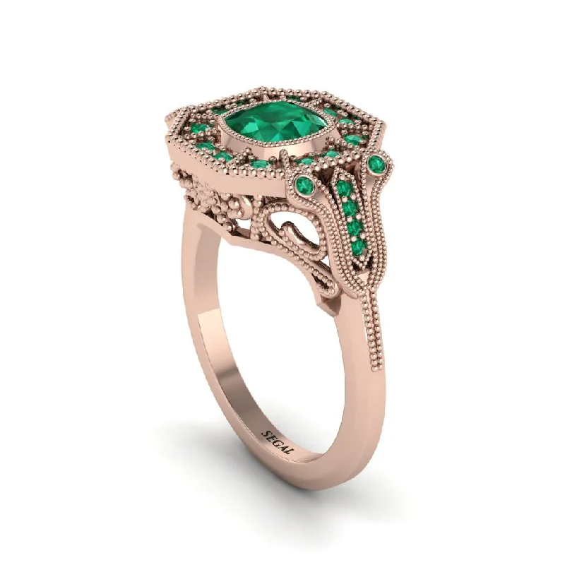 Personalized Wedding Rings For Timeless Style-Emerald Cushion Cut Art Deco Engagement Ring - Kristin No. 20