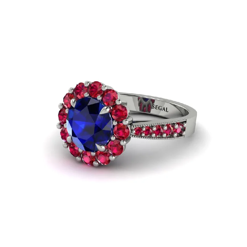 Vintage-Inspired Engagement Rings For Brides-Ruby Round Halo Engagement Ring - Unity No. 60