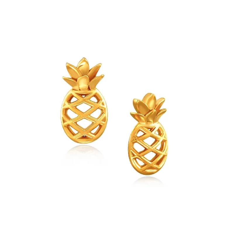 Gemstone Earrings With Unique Shapes-916 Gold Prosperous Pineapple Stud Earrings