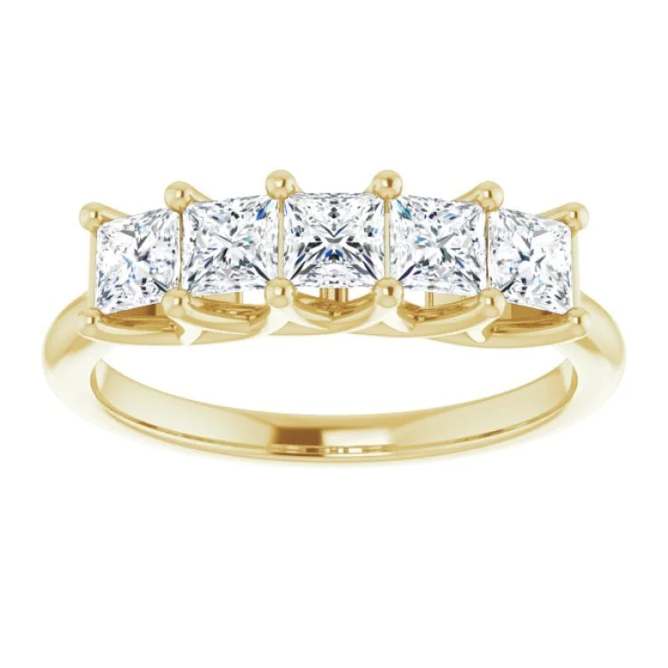 Personalized Promise Rings For Special Occasions-14K Yellow 1 CTW Natural Diamond Anniversary Band