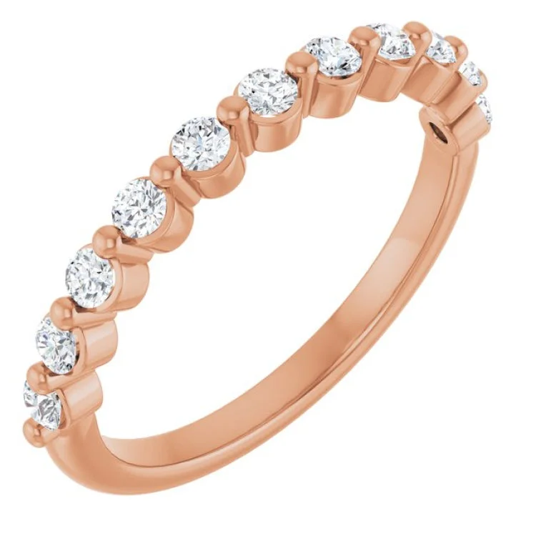 Luxury Sapphire Rings For Brides-14K Rose 1/2 CTW Lab-Grown Diamond Anniversary Band