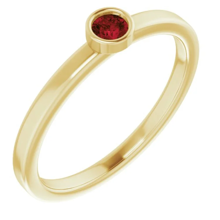 Classic Platinum Wedding Bands For Brides-14K Yellow 3 mm Natural Mozambique Garnet Ring