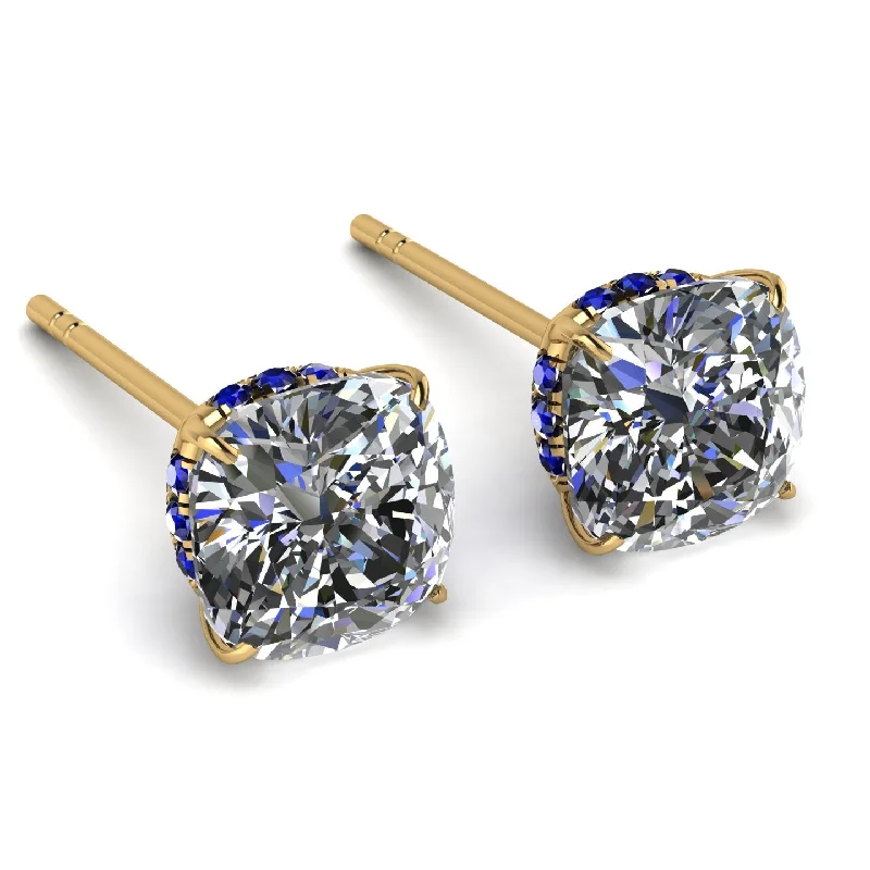 Cute Stud Earrings For Teen Girls-Hidden Halo Cushion Diamond Earrings - Alivia No. 61