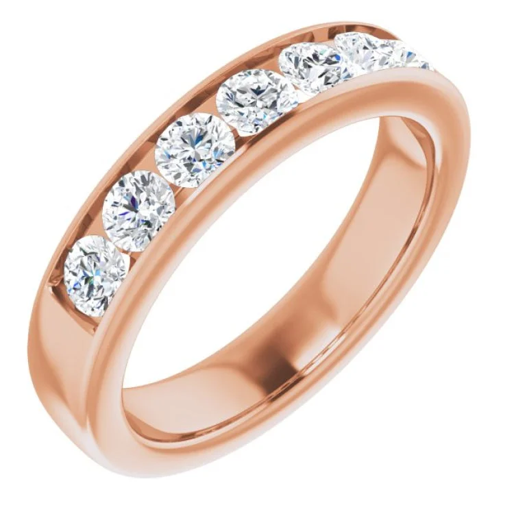 Sparkling Diamond Rings For Bridal Jewelry-14K Rose 1 1/2 CTW Natural Diamond Band