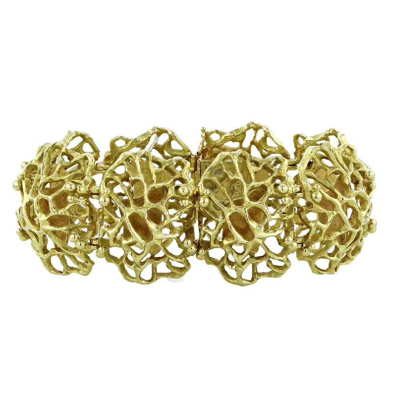 Classic Leather Bracelets-Gubelin 18K Gold Riveted Sectional Bracelet