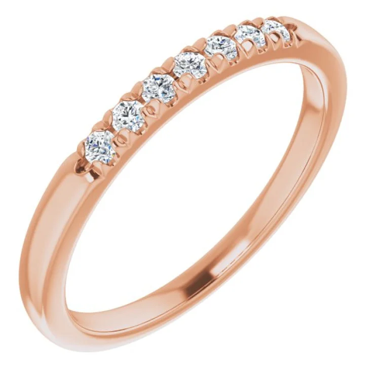 Trendy Vintage Rings For Engagement-14K Rose 1/6 CTW Natural Diamond Anniversary Band