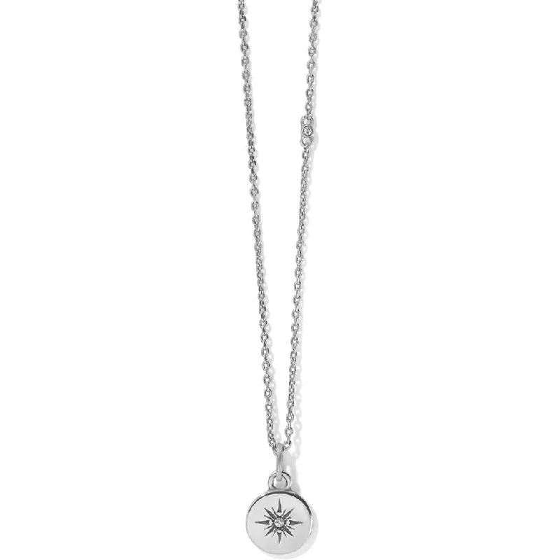 Elegant Necklace With Emerald For Special Events-Brighton : Voyage Mini Compass Necklace in Silver