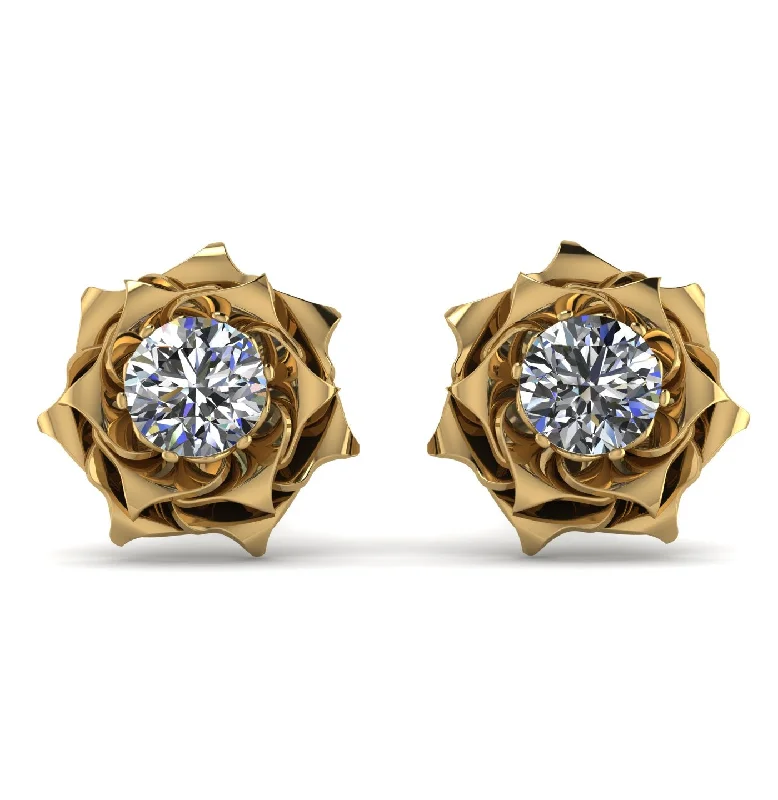 Elegant Diamond Stud Earrings-A lady's Rose Diamond Earrings- Elena no. 1