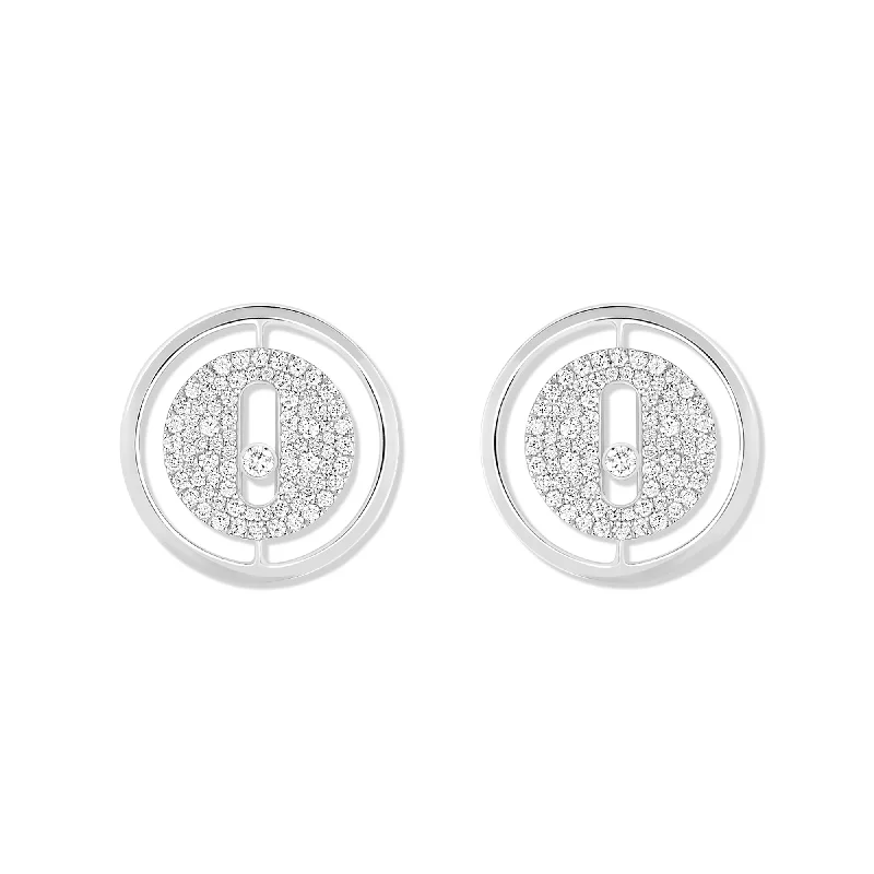 Sparkling Hoop Earrings For Events-Lucky Move Pave Diamond Set Stud Earrings