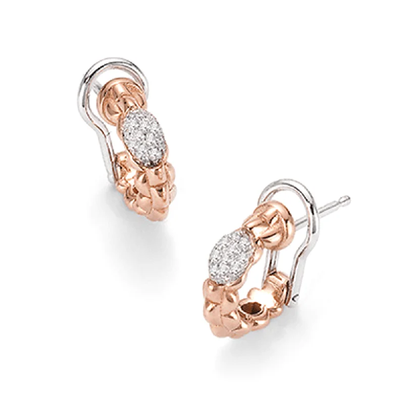 Silver Earrings With Enamel Designs-Eka 18ct Rose Gold Diamond Set Half Hoop Earrings