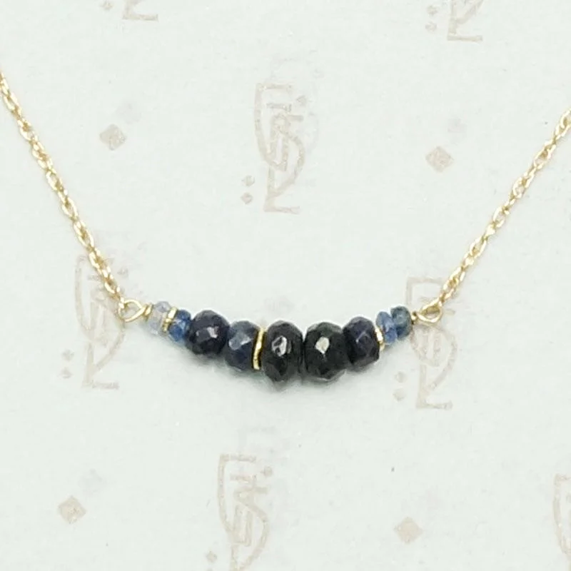 Trendy Silver Necklace For Day Wear-Olio Arc Necklace in Sapphire and Yellow Gold by brunet