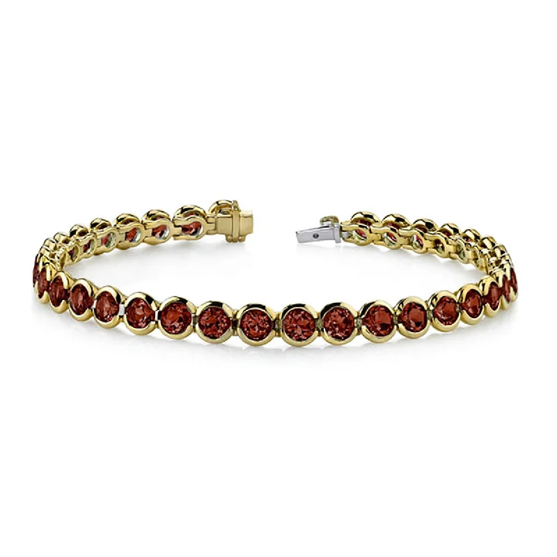 Simple Wooden Bracelets-Garnet 14K Yellow Gold Bracelet