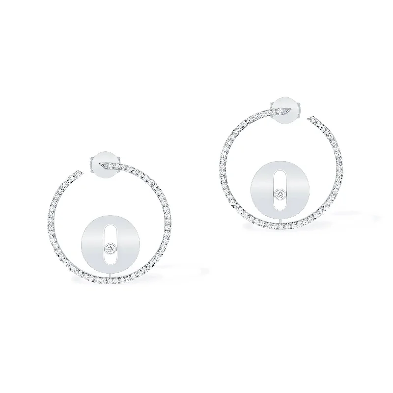 Large Crystal Drop Earrings-Lucky Move PM Creoles 18ct White Gold Diamond Earrings