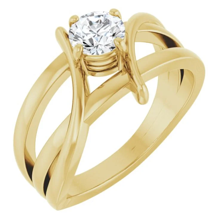 Simple Silver Wedding Rings For Bridesmaids-14K Yellow 1/2 CT Lab-Grown Diamond Ring