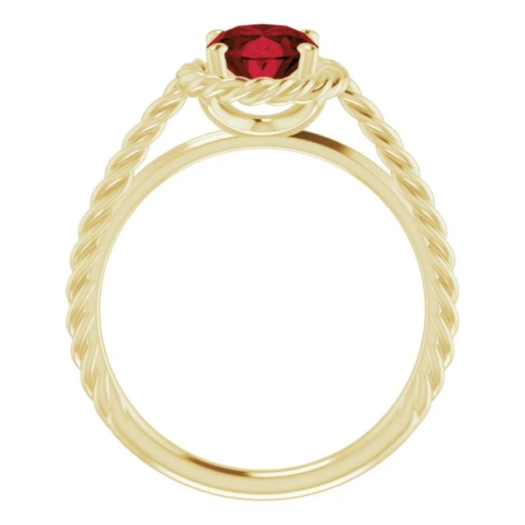 Personalized Ring Designs For Couples-14K Yellow Natural Mozambique Garnet Rope Ring