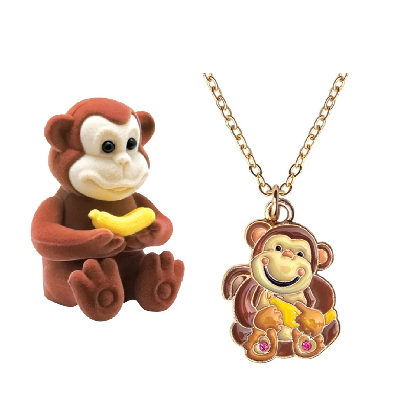 Unique Vintage Necklace For Weddings-Kids Monkey Necklace