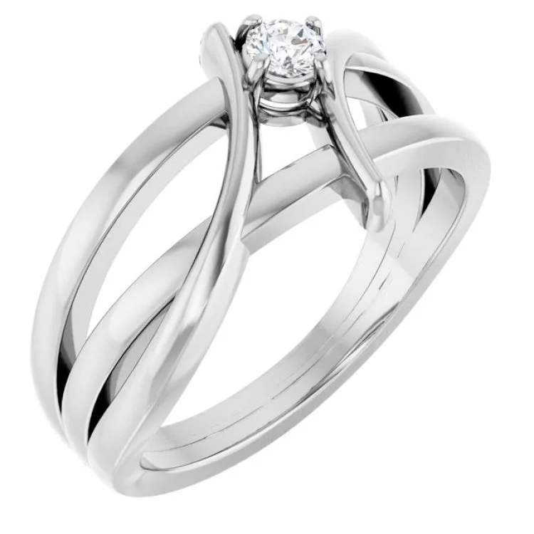 Trendy Stackable Rings For Jewelry Lovers-14K White 1/8 CT Lab-Grown Diamond Ring