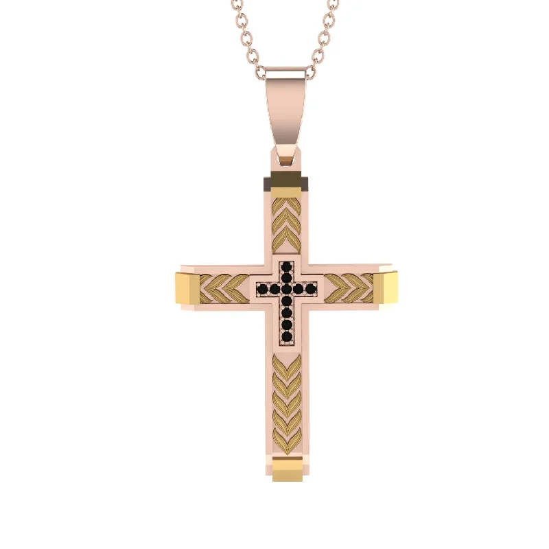 Simple Silver Pendant Necklace For Office-High-Quality Elegant Openwork Black Diamond Gold Cross Necklace - Jordan No. 24