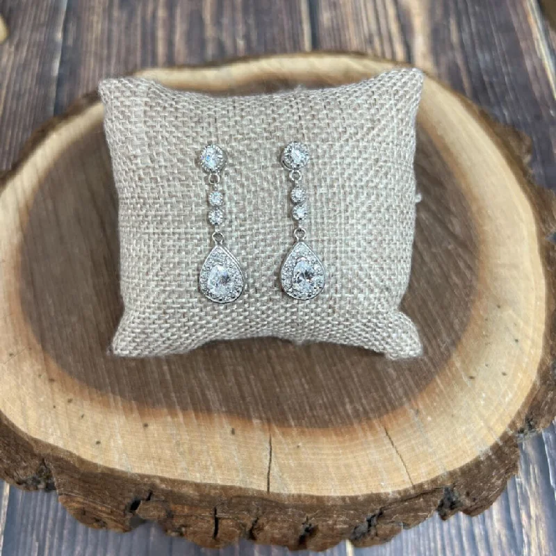 Natural Stone Drop Earrings-Rhinestone Teardrop Earrings