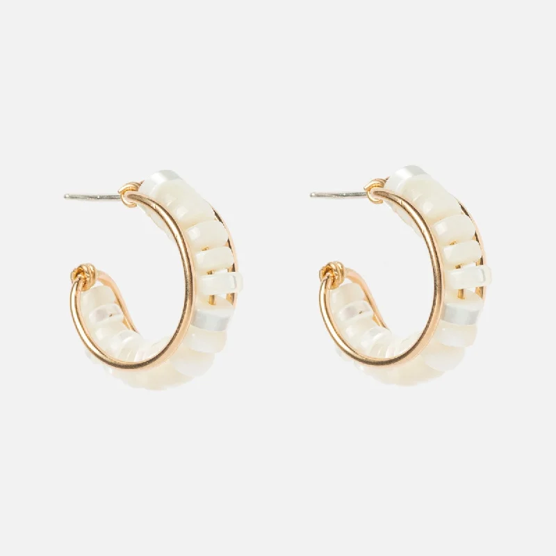 Round Crystal Earrings-Channel Hoops