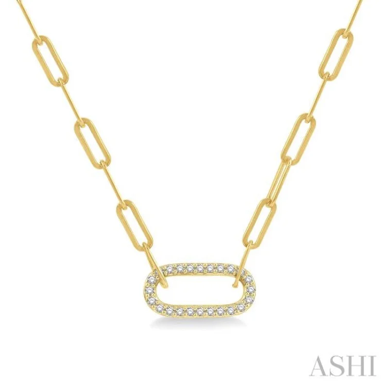 Custom Initial Necklace For Personalized Style-1/4 Ctw Paper Clip Round Cut Diamond Necklace in 14K Yellow Gold