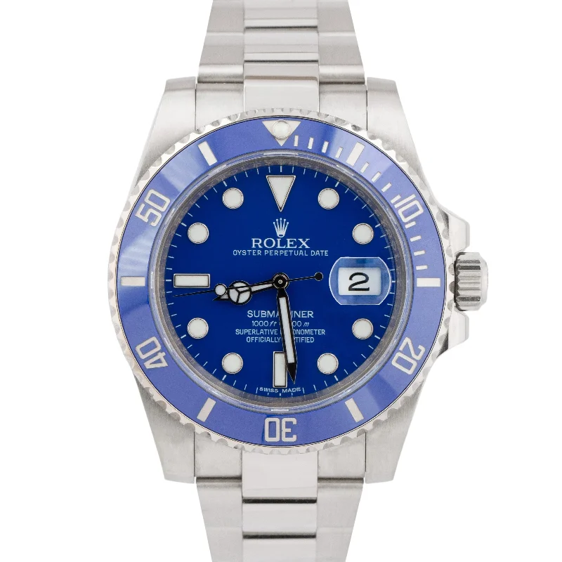 Elegant Watches For Professional Women-2019 Rolex Submariner Date 18K White Gold Smurf Blue Ceramic 40mm 116619 LB BOX