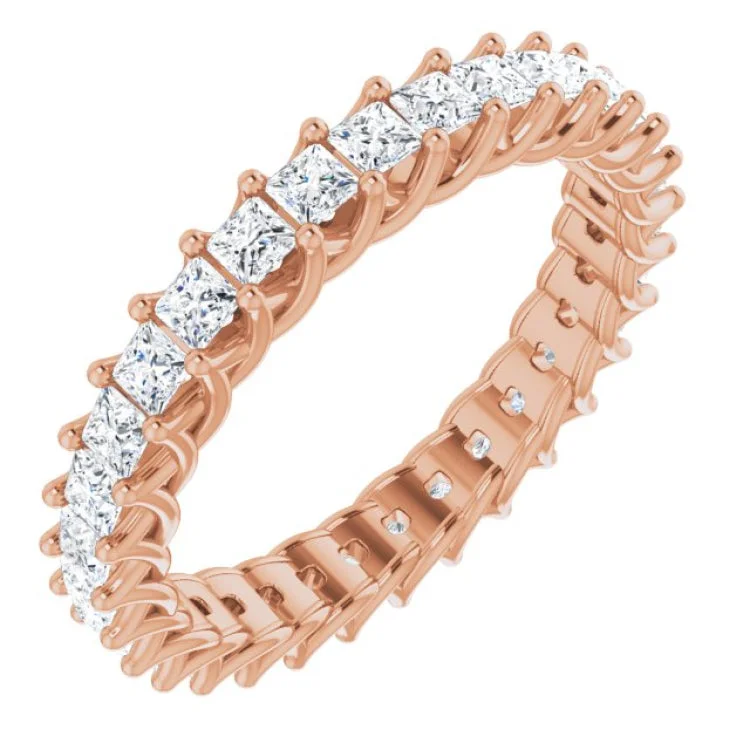 Classic Platinum Rings For Engagement-14K Rose 1 1/2 CTW Natural Diamond Eternity Band