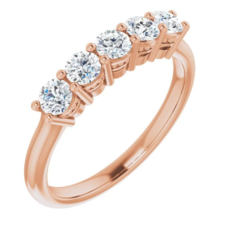 Trendy Engagement Rings With Pearls-14K Rose 1/6 CTW Natural Diamond Anniversary Band