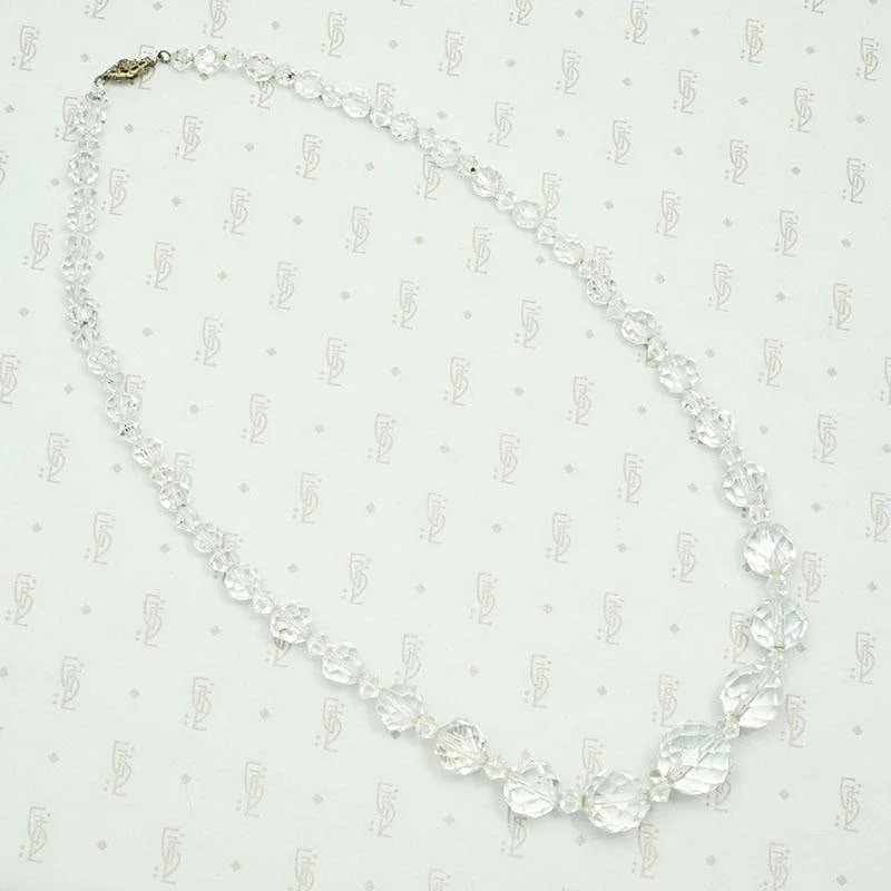 Elegant Beaded Necklace For Evening Parties-Crisply Faceted Graduated Glass Bead Necklace