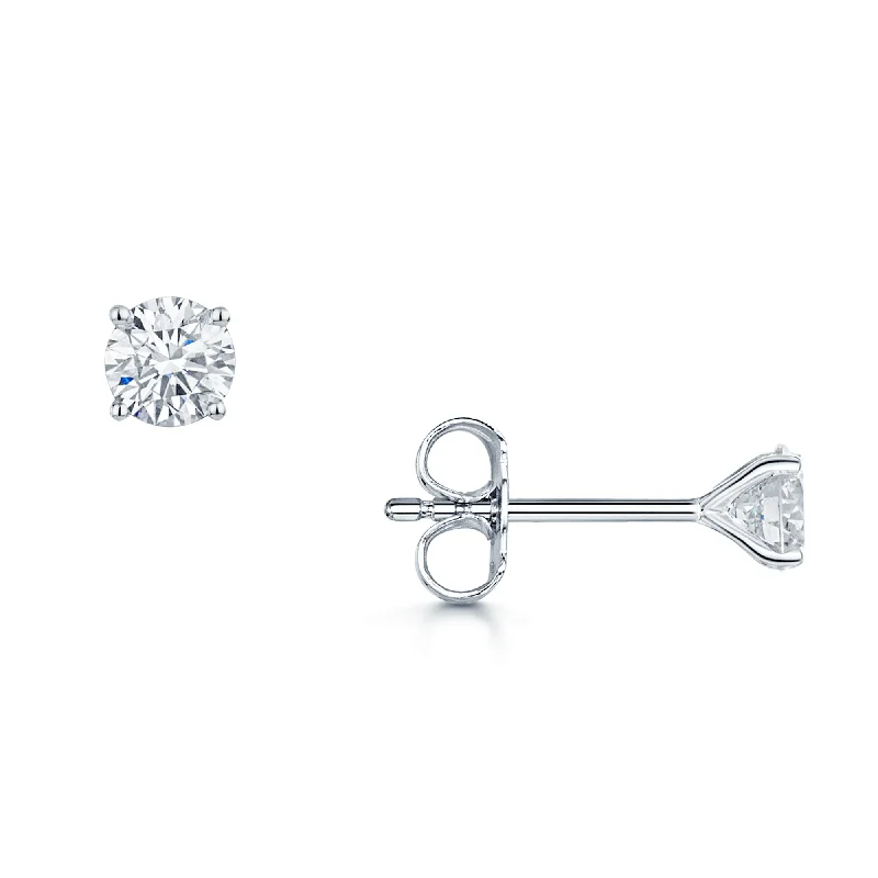 Cute Earrings For Kids-18ct White Gold Round Brilliant Cut Diamond Stud Earrings