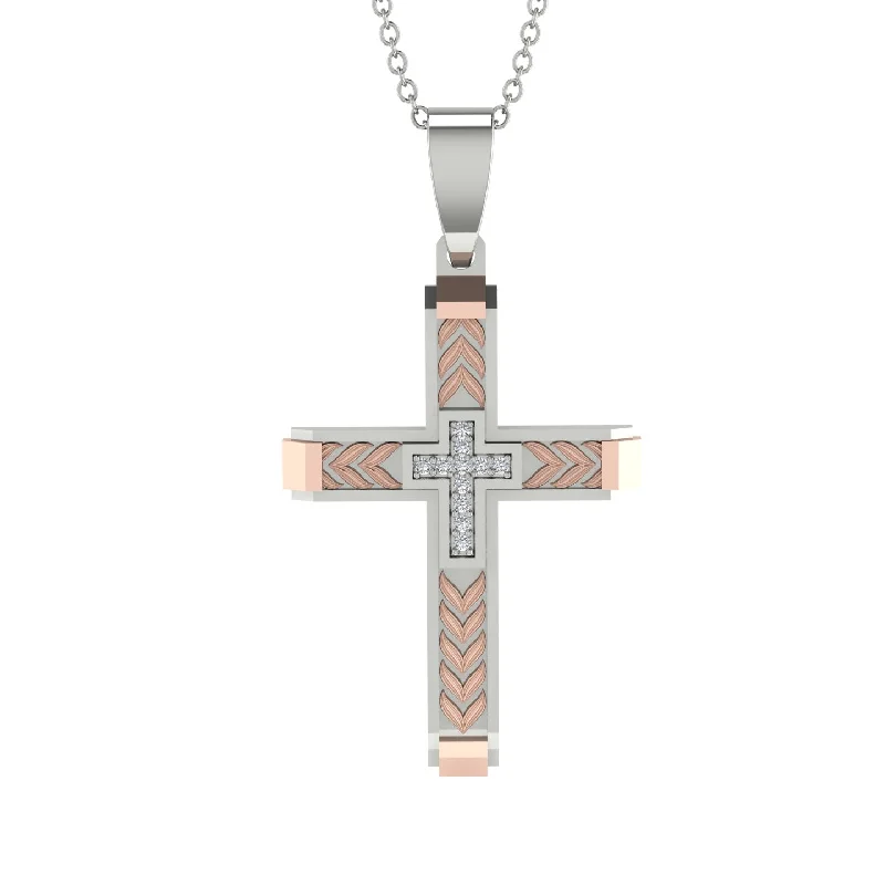 Personalized Bar Necklace For Moms-High-Quality Elegant Openwork Diamond Gold Cross Necklace - Jordan No. 9